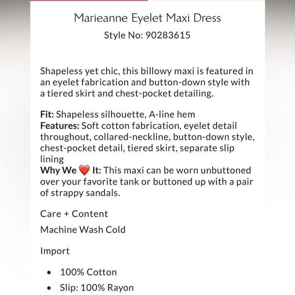 Free People Marieanne Eyelet Maxi Dress/ size S - Picture 7 of 13